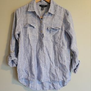 Ellen Tracy Linen Popover Top, M